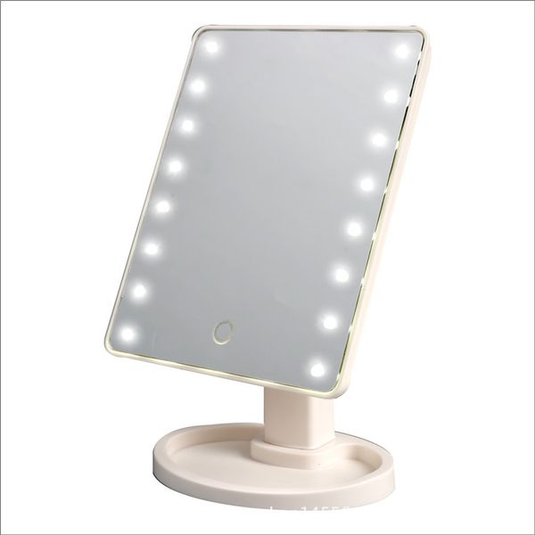 Specchio per trucco professionale con touch screen a LED Specchio cosmetico professionale con 16/22 luci a LED Piano di lavoro regolabile per bellezza sanitaria 180 rotante C421