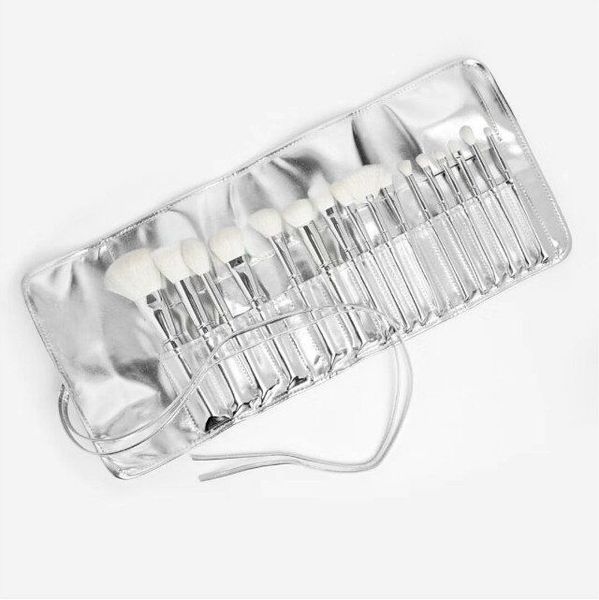 

jenner silver series brush professional cosmetics makeup brushes set of 16 with bag for 2019 new year and valentine's day