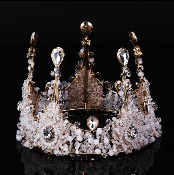 

bride, european and american antique crystal handmade crown ornament, crown bridal headwear, Silver