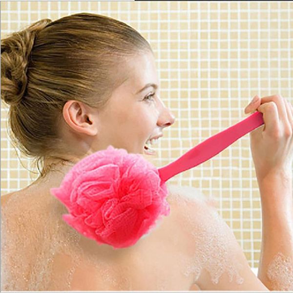 

1pcs long handle hanging soft mesh back body bath shower scrubber brush sponge#96
