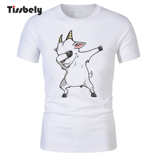 

tissbely printed t-shirt men funny goat dabbing design gifts for parent child diy heat transfer white tee casual, White;black