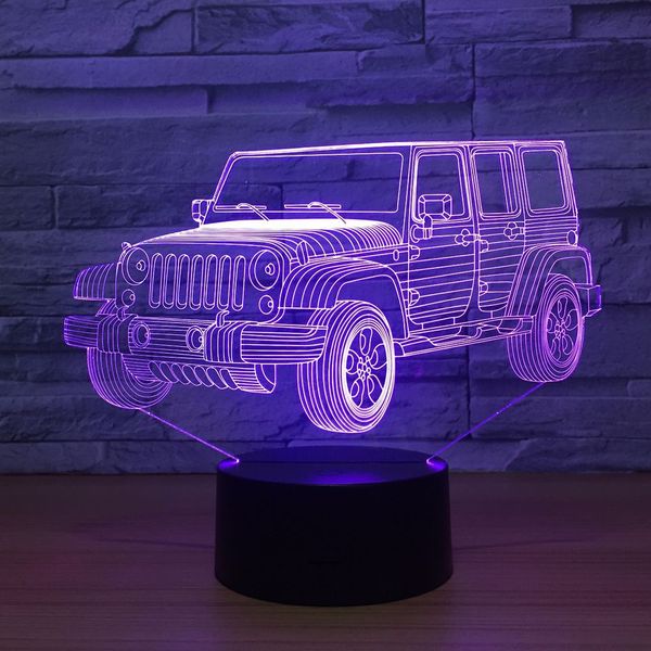 

Jeep 3D оптическая иллюзия лампы Night Light DC 5 В USB питание AA батареи Оптовая Dropshipping Free Shippin