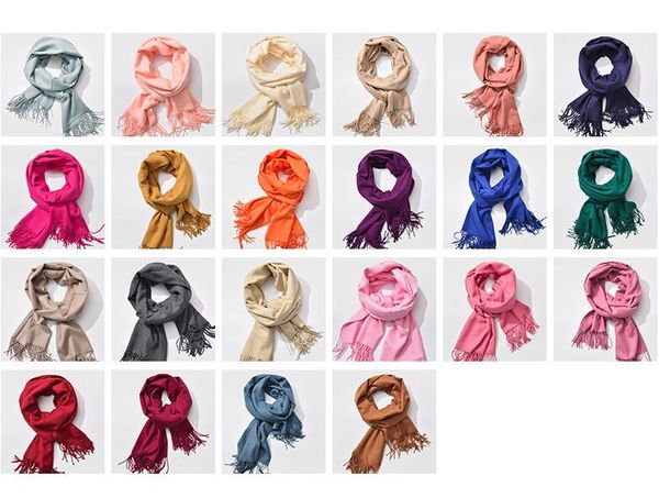 28 Стили Pure Color кашемировые шарфы весна осень мужчины и женщины пашмины 200 * 60см Классический кашемира шаль