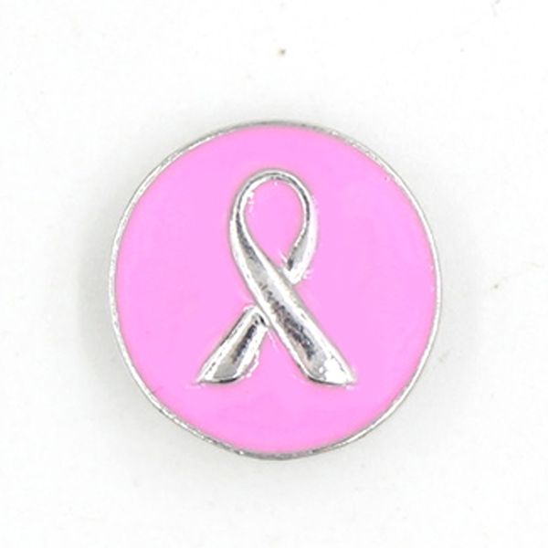 

wholesale diy interchangeable button pink enamel breast cancer awareness buttons for 18mm snap jewelry snap button bracelet snap necklace