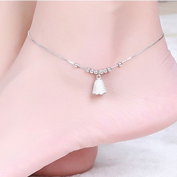 

hutang real 925 sterling silver bell anklets bracelet cubic zirconia fine jewelry for women summer style 2018 new, Red;blue