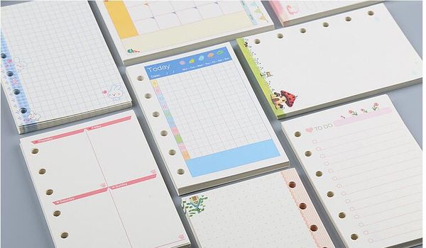 

a7 6-hole spiral notebook refill loose paper weekly monthly dots lined paper 45 sheets exluding the cover, Purple;pink