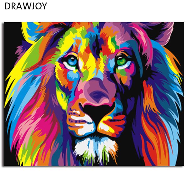

colorful abstract lion framed picture painting & calligraphy diy painting by numbers coloring by numbers gx8999 40*50cm