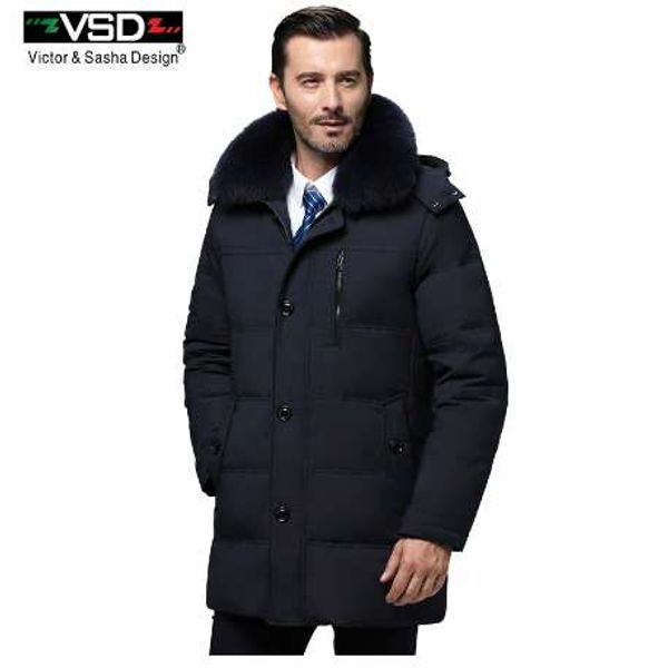 

vsd winter new duck down jacket real fur collar men's fashion father clothing casual jackets thickening parkas v970, Black;brown