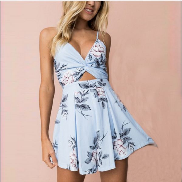 

2018 backless beach woman комбинезон женские летние комбинезоны шорты сексуальные без бретелек v-образным вырезом boho печати комбинезон жен, Black;gray