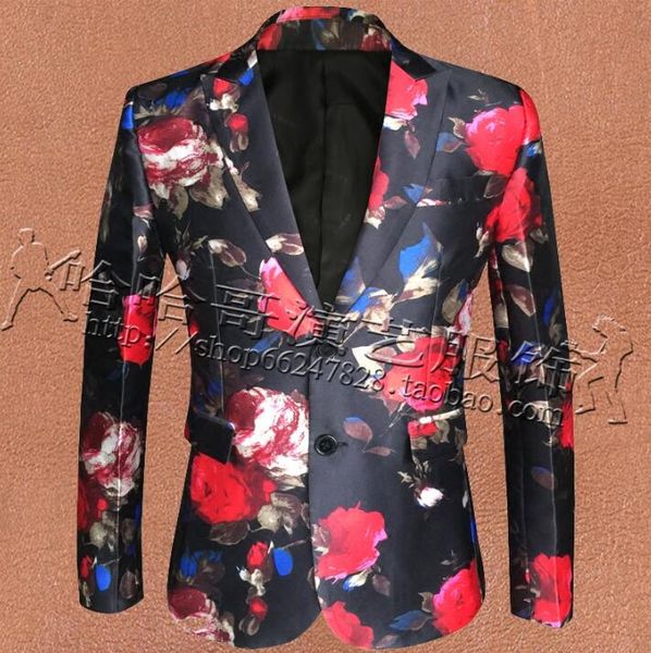 

singer star style dance stage floral clothing for blazers men groom suit mens wedding suits costume man formal dress fashion, White;black