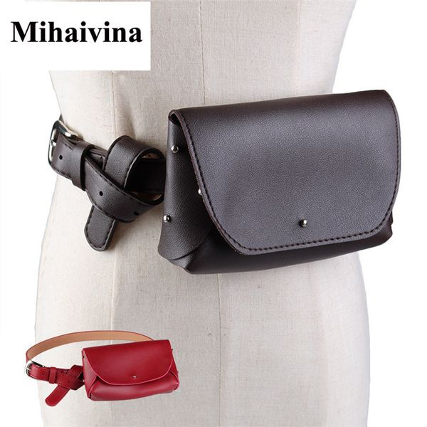 

mihaivina new vintage women belt bag fashion lady's waist leather bags pack femal phone pouch small waist pack bag