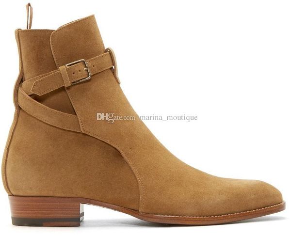 

brand slp wyatt boots with original box buckle short army chelse booties men, Black