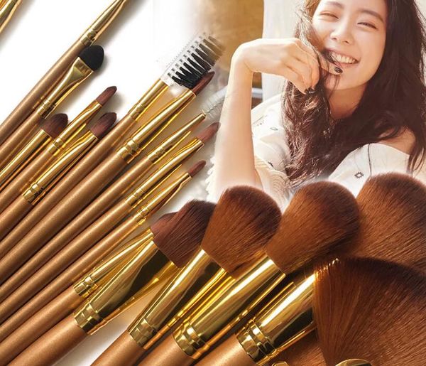 21 pezzi/set pennelli per trucco oro di lusso set di pennelli per trucco per capelli naturali kit di strumenti per trucco cosmetico professionale pennelli per cosmetici di bellezza