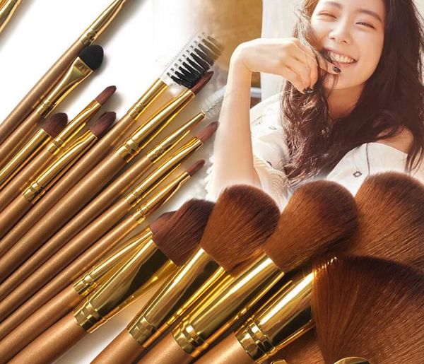 Luxury Gold Makeup Brushes Natural Hair Makeup Brush Set