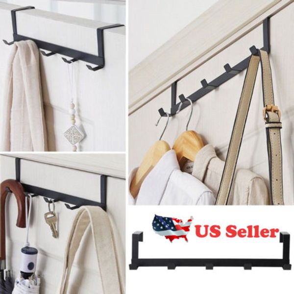 

5 hooks door rack hanger hat clothes metal hanging rack holder coat towel bag over door bathroom hanging coat hat