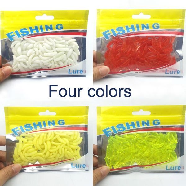 

80pcs 2cm Smell hand pole bait fishing lure soft bread bug bionic grubs trout lure soft bait hot fishing 105