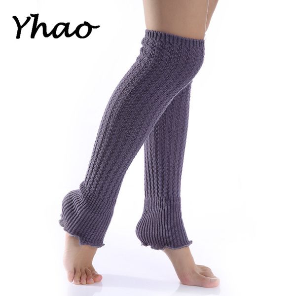 

yhao women keen-high yoga socks lotus leaf latin ballet dance stocking knitted socks keep warm straight long pilates, Black