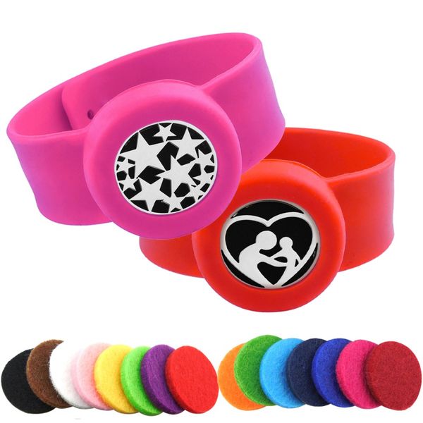 

stainless steel stars kids adjustable essential oil bangle children men women silicone diffuser locket silicone bracelets, Black
