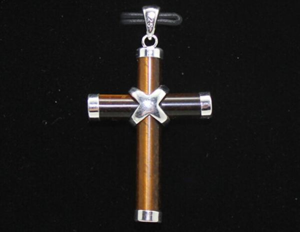

ll<<<wholesale western style tiger eye cross pendant, Silver
