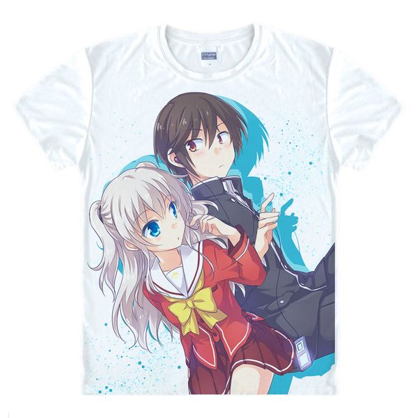 

moe anime charlotte t-shirts multi-style short shirts sharotto yuu otosaka nao tomori charlotte cosplay printed shirt tee-style241-no09, White;black