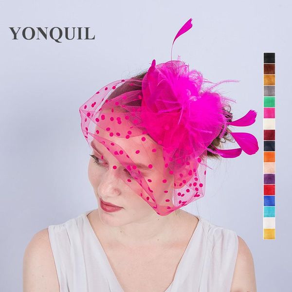 bridal mesh fascinator hats for weddings on hair clips feather