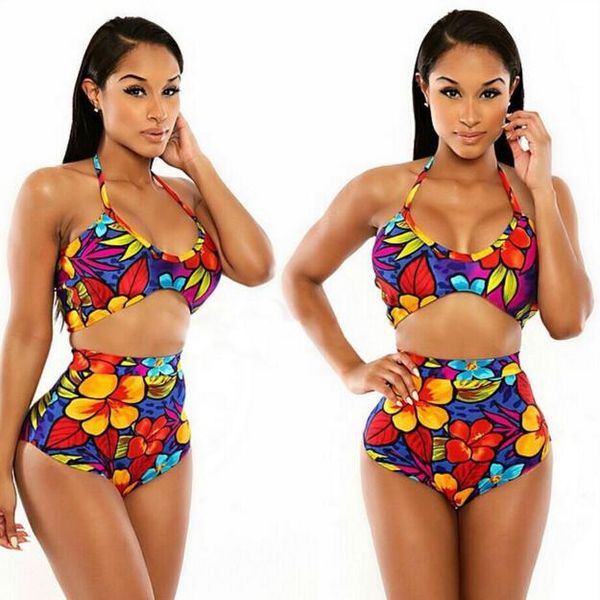 

colorful beautiful printed strap swimsuit two-piece bikini lady beach bikini set split swimsuit brazilian women's swimsuits, White;black