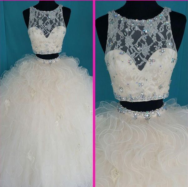 New Elegante Vestido de Baile Two Piece Quinceanera Vestidos 2018 Para 15 Anos Zipper Doce 16 Prom Party Prom Vestido QC1001