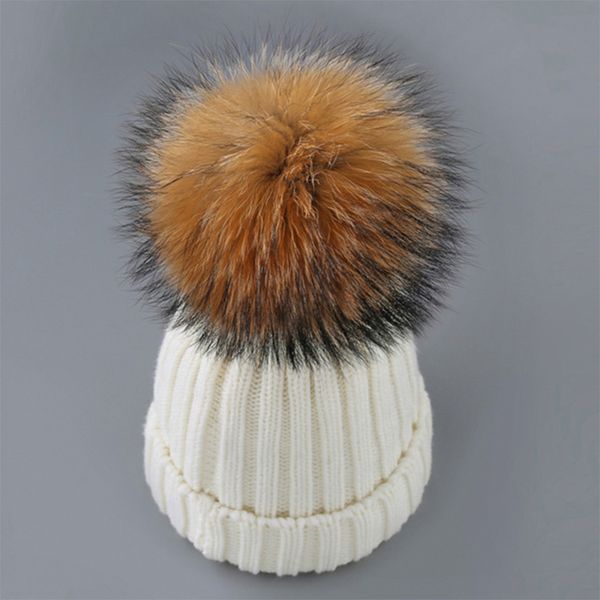 

100% real raccoon fur pompon hats women winter ponpon caps fluffy big pompom skullies female pumpon knitted beanie girls, Blue;gray