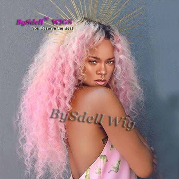 Celebrity Rihanna Hairstyle Synthetic Long Black Ombre Berry Baby