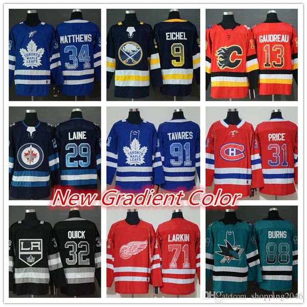 

91 Tavares 34 Matthews 9 Eichel 13 Gaudreau 29 Patrik Laine 31 Price 32 Quick 71 Larkin 88 Burns hockey Jerseys