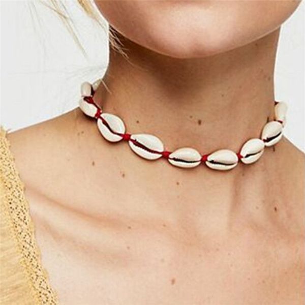 

boho sea shell choker necklace women natural shell jewellery chocker simple neckless for girls kolye jewellery, Silver