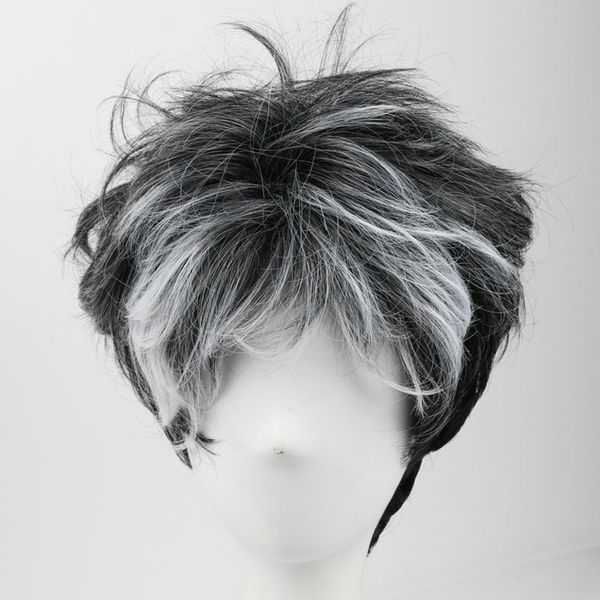 Ombre Black To White Wig Synthetic Wigs For Black Women Men Wigs