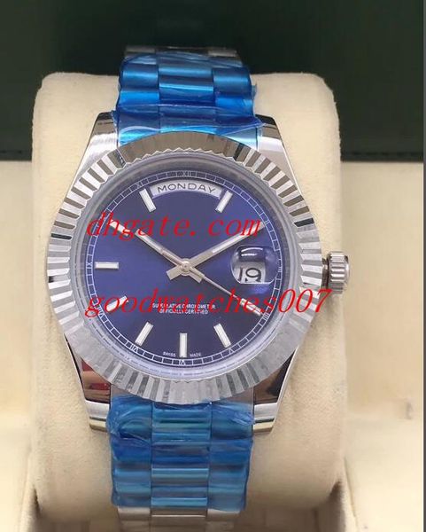 

excellent men's fashion wristwatches228239 228238 blue dial day-date 41mm asia eta 2813 movement automatic mens watch watches, Slivery;brown