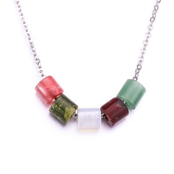 

natural stone bead necklaces pendants pink quartz white crystal opal neklace, Silver