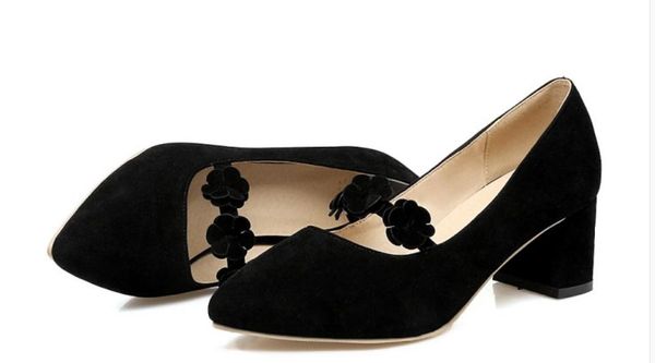 

send 2017 new style pointed end middle heel bride's shoes women's shoes, Black