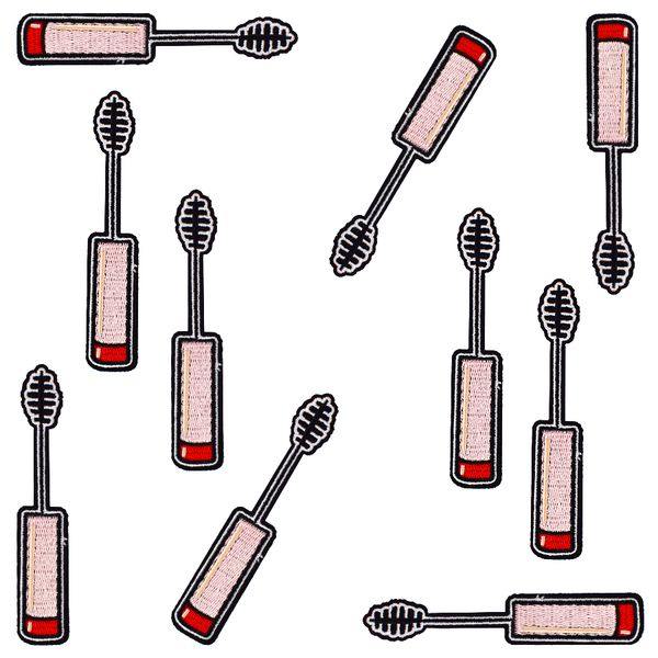 

10pcs lash curler embroidered patches for clothing iron on transfer applique patch for jeans bags diy sew on embroidery stickers, Black