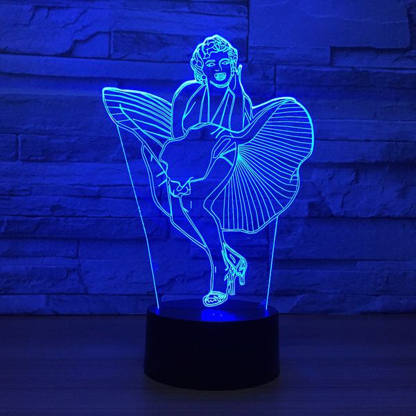 

Мэрилин Монро 3D Оптическая Иллюзия Лампа Night Light DC 5 В USB Питание 5-й Батареи Оптовая