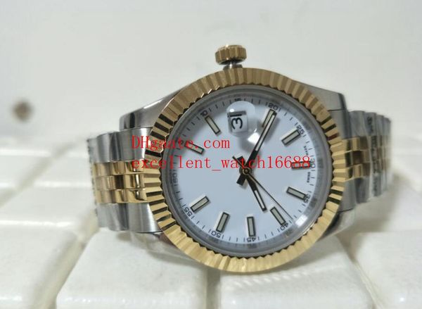 

fashion watches date just 41 mm 126333 asia 2813 white dial automatic mechanical two tone gold excellent men's watch watches, Slivery;brown