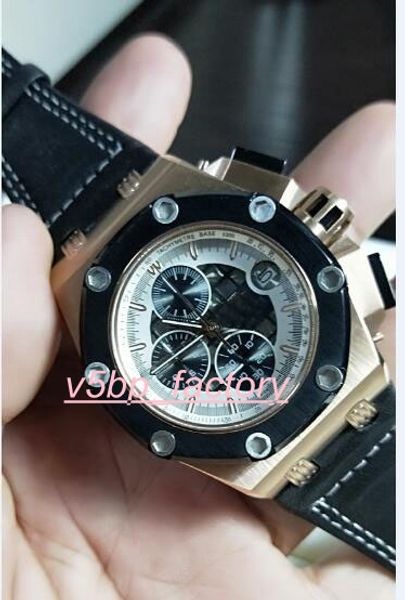 

2019 высокое качество часы 18 k розовое золото n8 завод 44 мм 26078ro кожаные ремешки vk кварцевые хронограф рабочие роскошные мужские часы, Slivery;brown