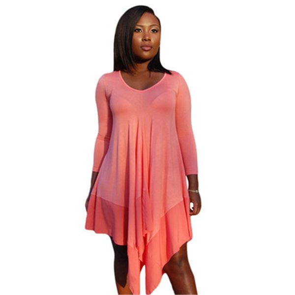 

new europe american spring big size women dress autumn casual large size female dress leisure patchwork long sleeve j572, Black;gray