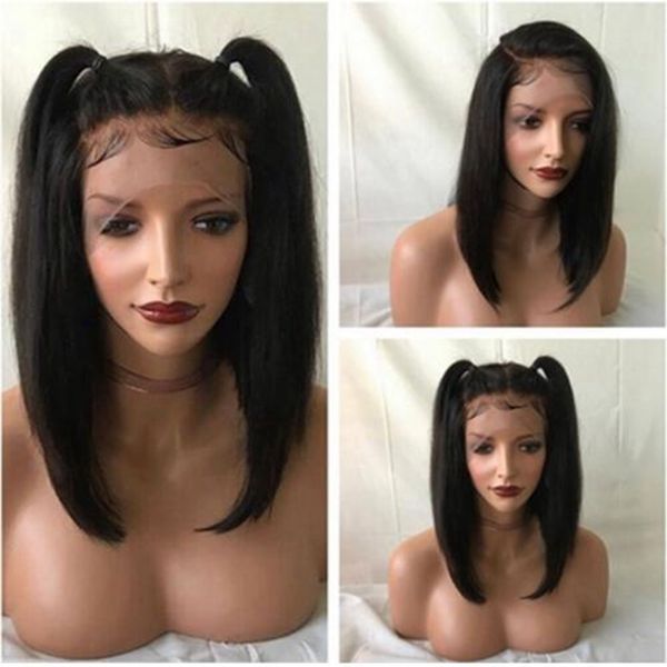 

Боб Прямые Синтетические Волосы Кружева Передняя Часть Т 12 Дюймов Черный/Коричне