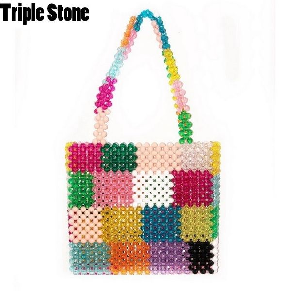 

luxury design beaded bag handmade colorful women bead diamond bag lady party handbag rainbow small tote bag retro pet package d18102303