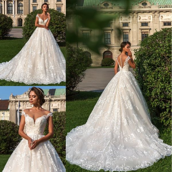 

2018 gorgeous off the shoulder full lace wedding dresses sheer neck button back western church bridal gowns vestidos de noiva, White