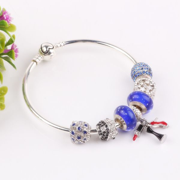 

aifeili trends gifts personality high heels pendant hollow star beads series diy bracelets fit jewelry, Black