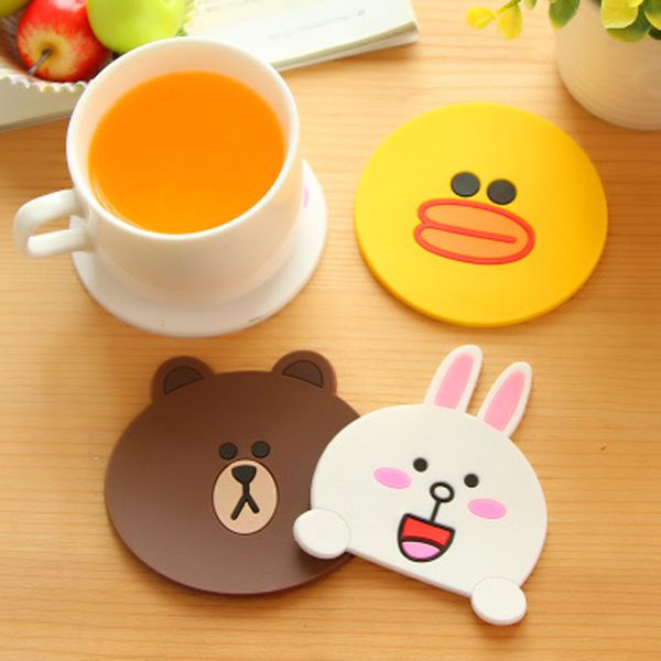 

1pc brown bear cartoon soft silicone coffee ,skidproof cup,sweet cup mat sale
