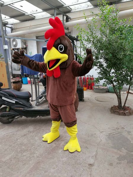 Горячий персонаж фильма, реальные фотографии, коричневый костюм курицы-талисмана, размер для взрослых, бесплатная доставка