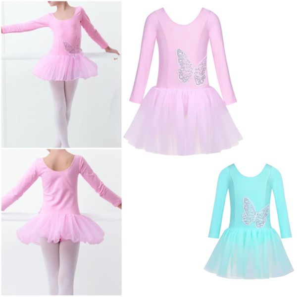 

yizyif girls ballet tutu dress professional cotton tulle long sleeves sequined butterfly ballet dance dress gymnastics leotard, Black;red