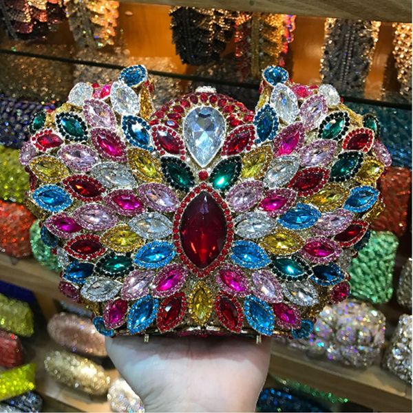 

luxury gold crystal clutch handbag full diamonds evening bag party clutch purse shoulder rhinestone messenger bag for wedding