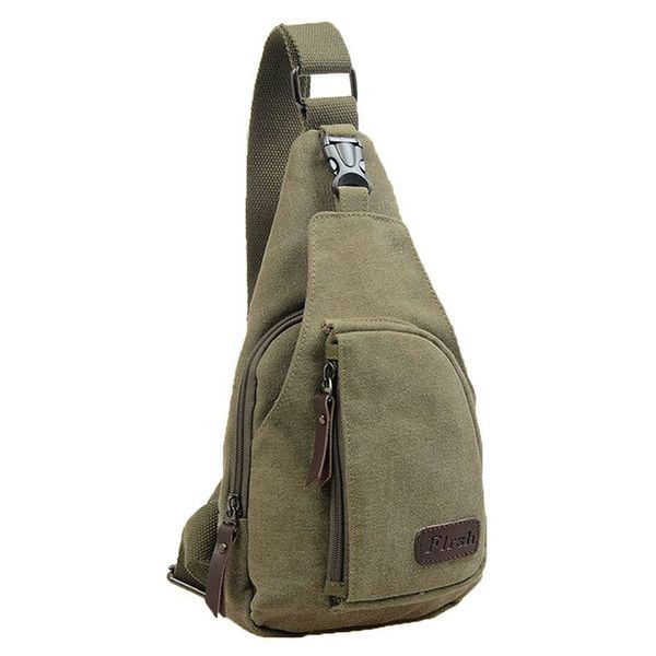 

boutique canvas men shoulder bag breast pocket young boys and girls fashion leisure crossbody bag, green
