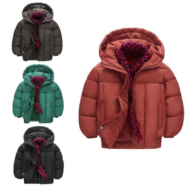

children's boy winter hooded cloak jacket thick warm jacket clothes, Blue;gray